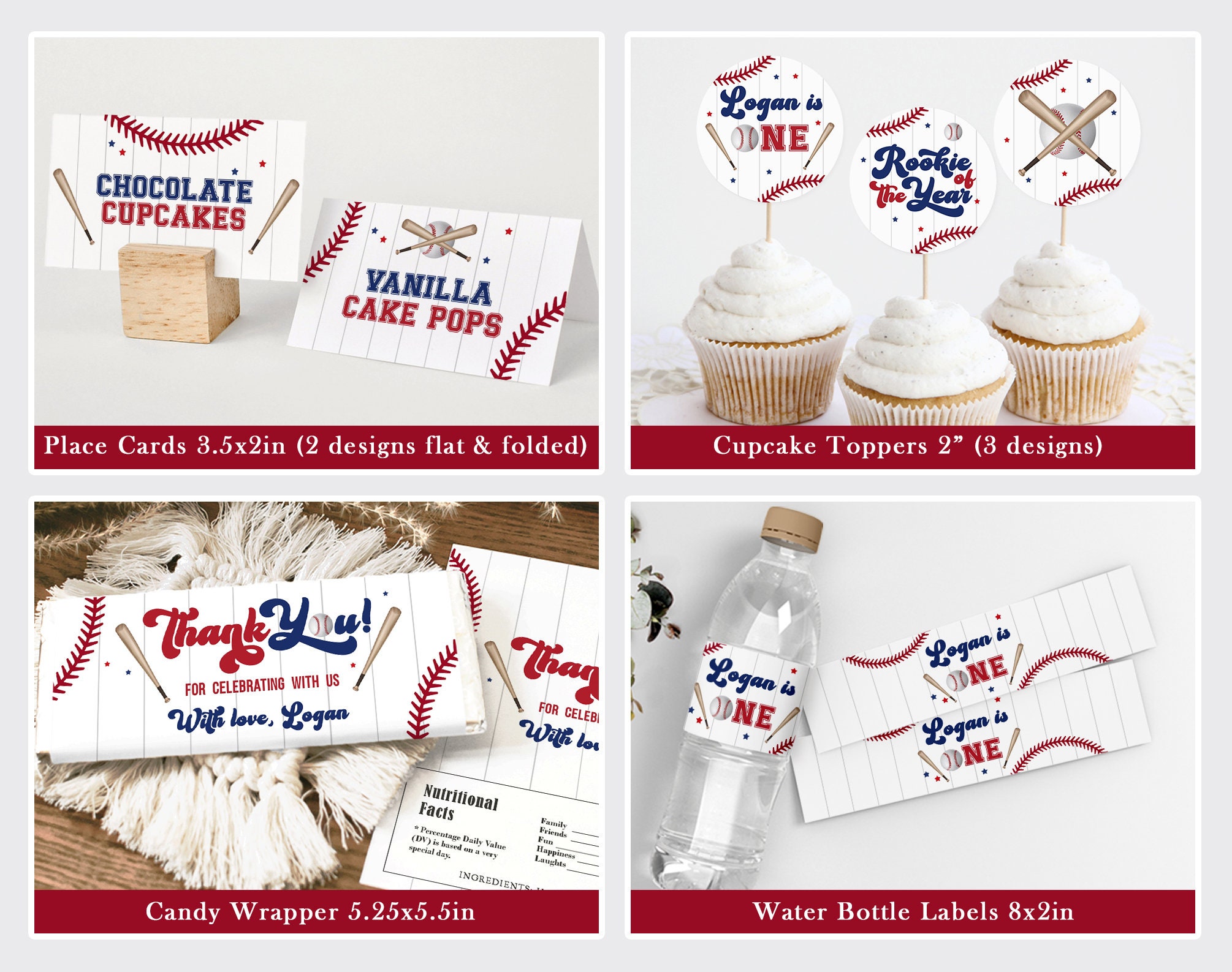 EDITABLE Rookie of the Year First Birthday Party BUNDLE I Baseball Boy ...