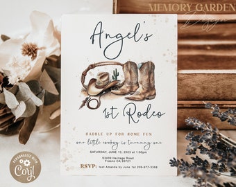1st Rodeo invitation  I  First Birthday Cowboy party template  I  Digital Printable Wild West Western Invite  I  Instant Download (218 I)