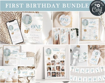 EDITABLE Little Mr OneDerful First Birthday Party BUNDLE I Blue Gold Little Prince templates I Boyparty I Instant Download 022 B