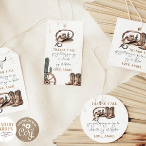 Primo modello di tag Rodeo favore I Primo compleanno Cowboy Cowgirl regalo di festa grazie I Tag Western Wild West digitale I Download istantaneo 218 Tg