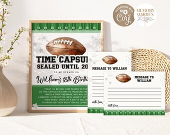 EDITABLE First Year Down Birthday Time Capsule & matching note card I Sports Football One Touchdown time capsule I Instant Download 054 TC