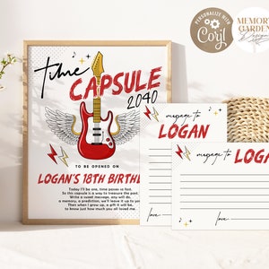 Otro ONE muerde el polvo Primer cumpleaños cápsula del tiempo y tarjeta de notas I One Rocks firma I Plantilla de decoración Rock n Roll I Descarga instantánea 024 TC