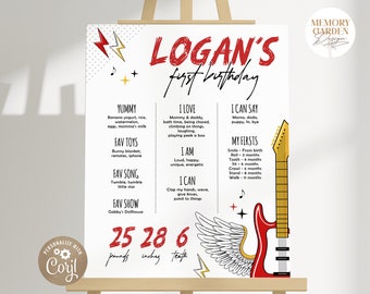 Another ONE Bites the Dust First Birthday Milestone Poster I One Rocks sign I Rock n Roll Board Decor template I Instant Download 024 P