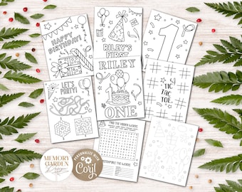 EDITABLE First Birthday Boy Girl Coloring Games Pages I Kid Party Placement Activity I Custom Pesonalized Sheets I Instant Download 069 CP