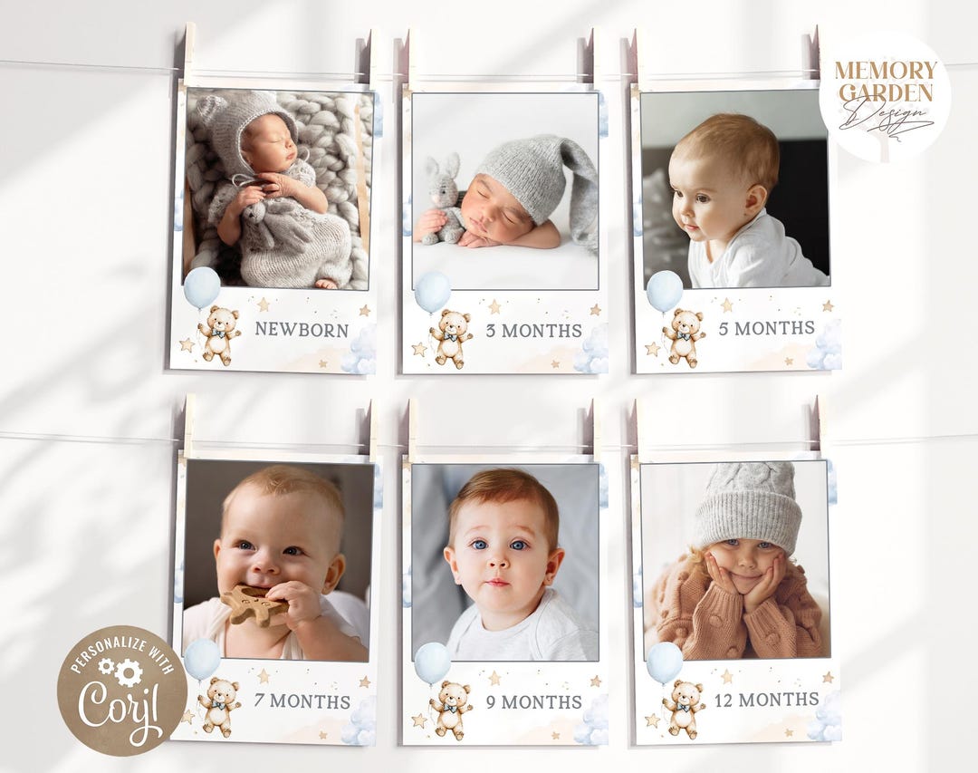 Beary First Birthday Party Photo Banner I Cute Little Teddy Bear ...