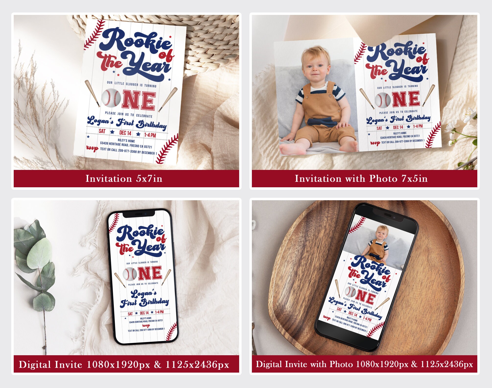 EDITABLE Rookie of the Year First Birthday Party BUNDLE I Baseball Boy ...