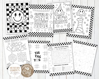 EDITABLE One Happy Dude Birthday Coloring Games Pages I Smiley Face Birthday Activity I Party Coloring Placement I Instant Download 018 CP