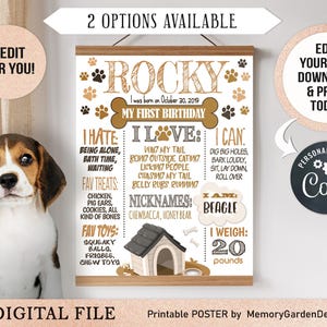Affiche MODifiable d&#39;anniversaire de chiot de chien. Bannière imprimable d&#39;étape importante pour un chiot de compagnie - chien ou chat. Fichier numérique personnalisé (139)