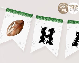 EDITABLE First Year Down Birthday High Chair Banner I Football One Touchdown Bunting Garland I Sports Flags I Personalized file 054 FB