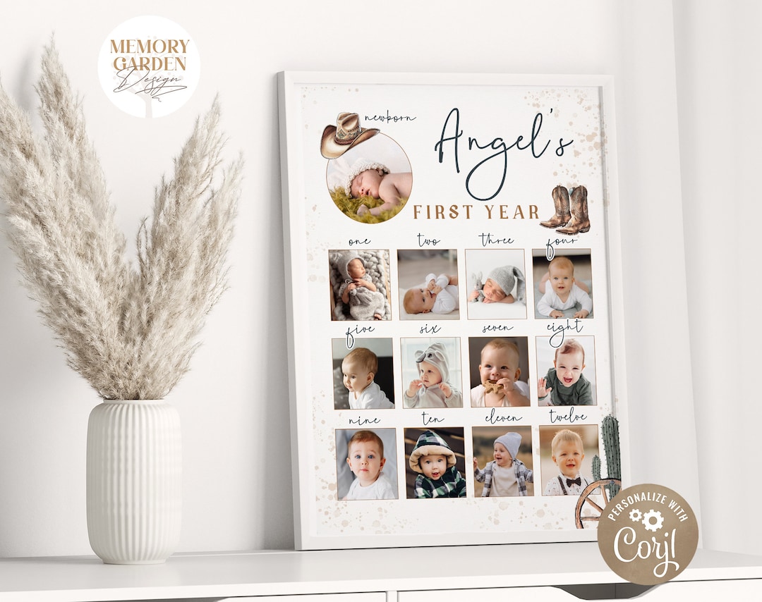 First Year Rodeo Frame 1st Rodeo Photo Board I First Birthday Cowboy Cowgirl Party Photo ...