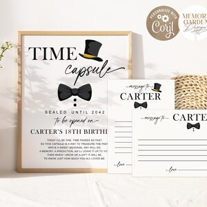 Kleiner Mr OneDerful Boy Gentleman Erster Geburtstag Zeitkapsel & passende Notizkarte I Editierbar Einfach Minimalistisch I Instant Download 065 TC