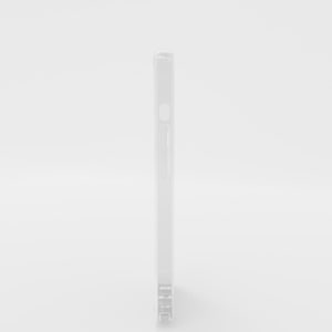 May include: A clear, transparent phone case. The case is made of a rigid material and has cutouts for the phone's buttons and camera. The case is designed to protect the phone from scratches and impacts.
