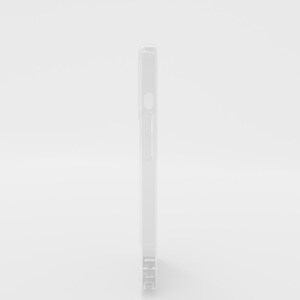 May include: A clear, transparent phone case. The case is made of a rigid material and has cutouts for the phone's buttons and camera. The case is designed to protect the phone from scratches and impacts.