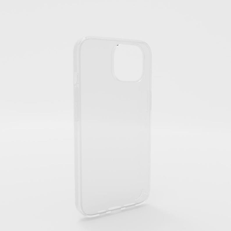 May include: A clear, transparent phone case with a camera cutout. The case is made of a smooth, glossy material and is designed to protect a smartphone. The case is shown against a white background.