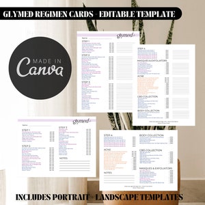 Tarjetas de régimen de Glymed: enlaces de plantillas editables