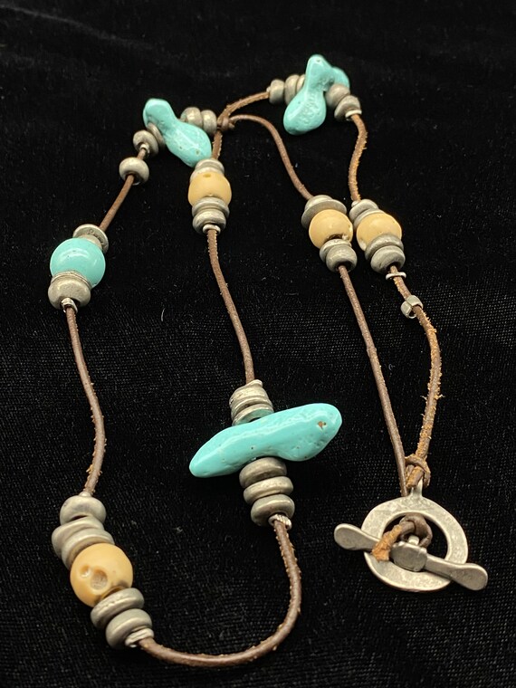 Vintage Ben Amun Faux Turquoise Toggle Necklace - image 8