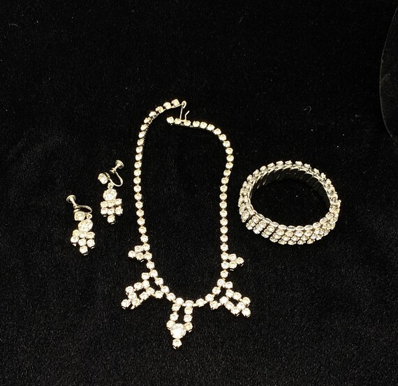 Vintage Wedding Set - Earrings, Necklace, Bracelet - image 8