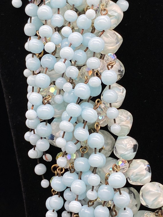 Vintage Baby Blue Glass Beaded Necklace - image 3