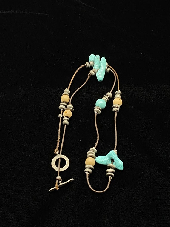 Vintage Ben Amun Faux Turquoise Toggle Necklace - image 2