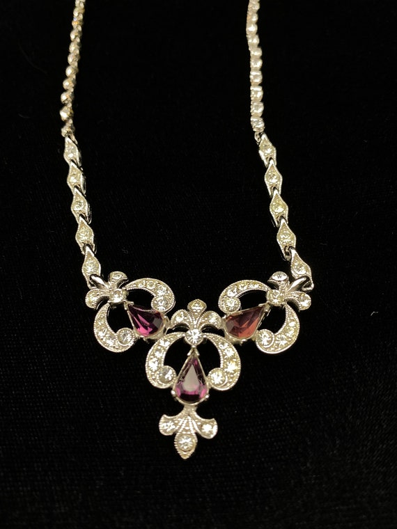 Vintage Bogoff Rhinestone Choker: Purple & Clear,… - image 9