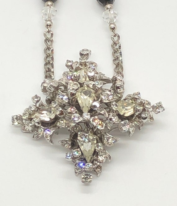 Vintage Rhinestone Pendant Necklace - image 3