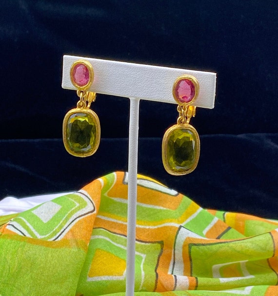 Accessocraft N.Y.C. Green and Pink Crystal Earrin… - image 10