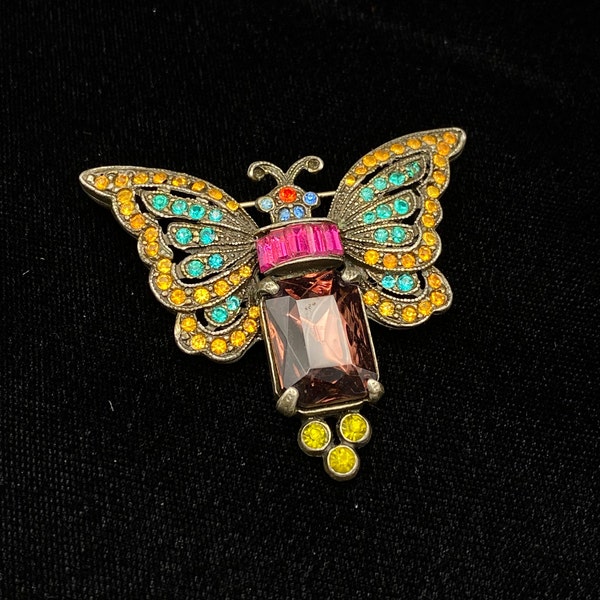 Vintage Banana Bob Colorful Butterfly Brooch