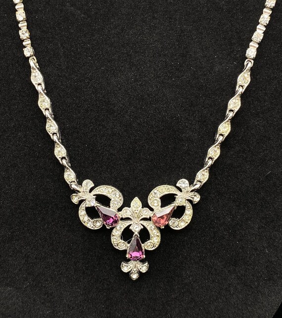 Vintage Bogoff Rhinestone Choker: Purple & Clear,… - image 1