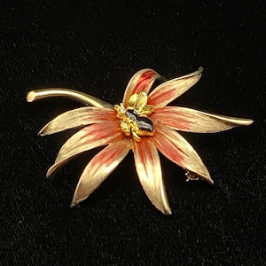 Vintage Springtime Flower Brooch with Bee