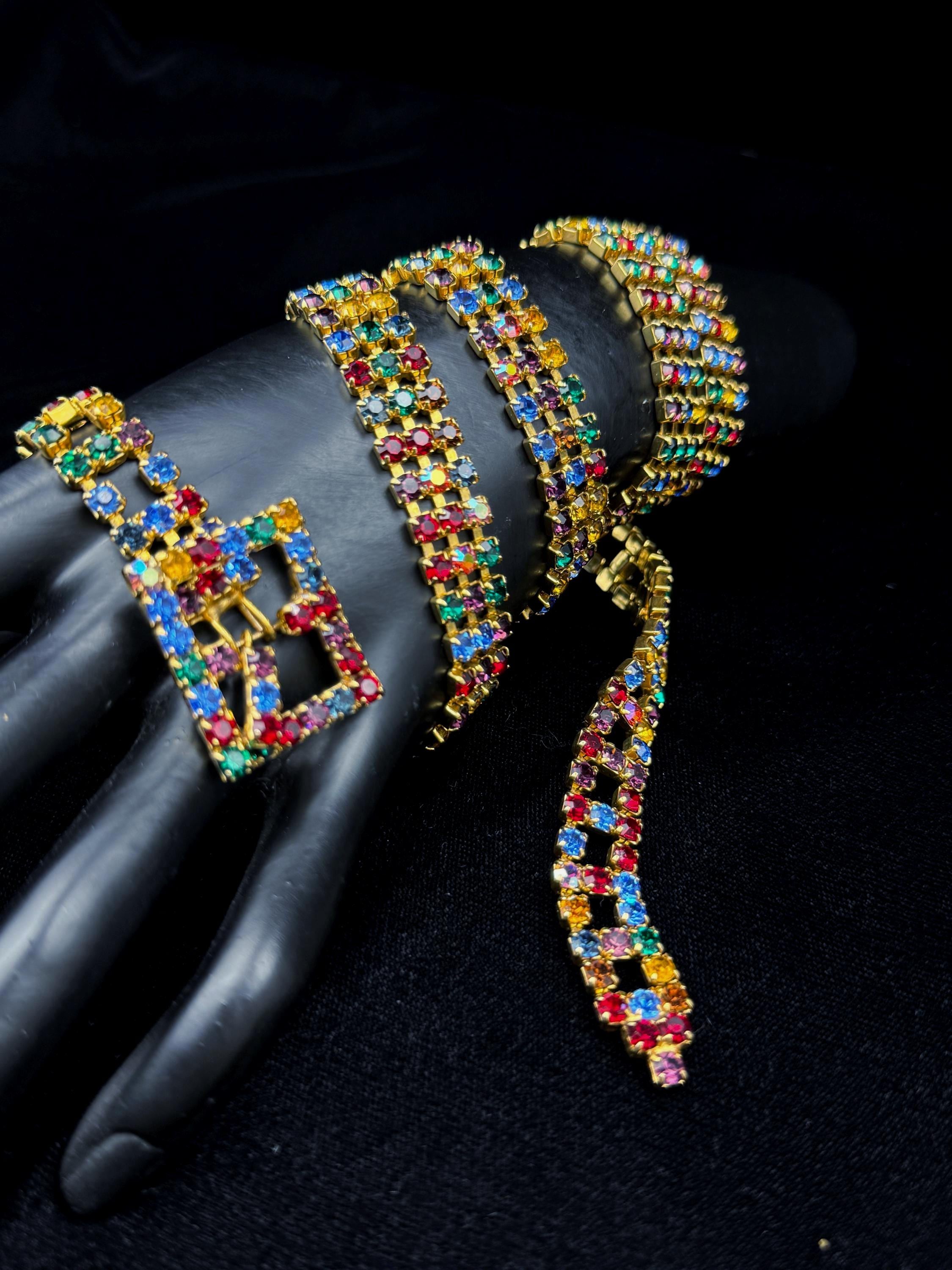 Multicolored Rhinestone Belt - Etsy