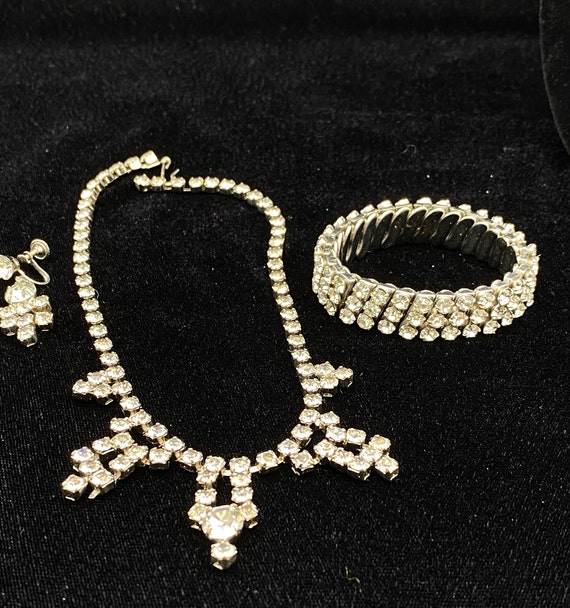 Vintage Wedding Set - Earrings, Necklace, Bracelet - image 9