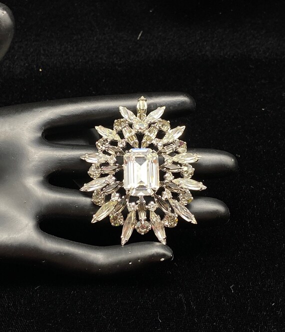 Rare Sherman Emerald Green Rhinestone Cluster Brooch