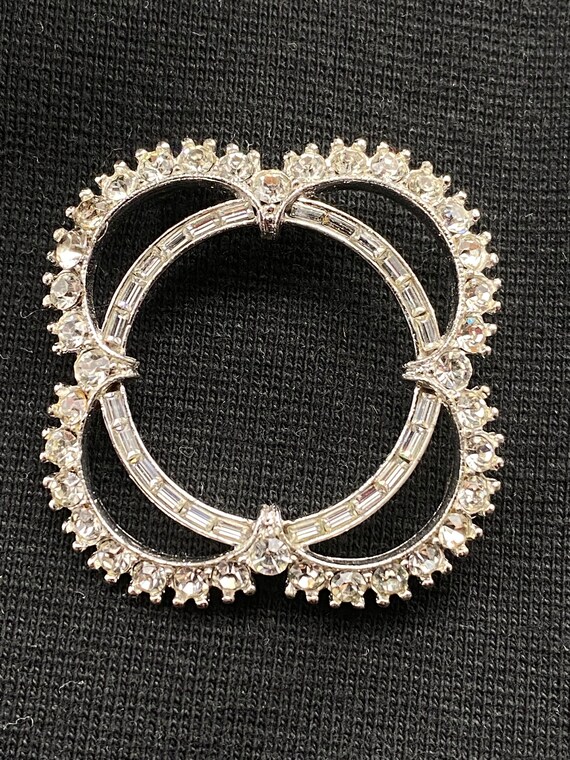 Vintage Bogoff Rhinestone Brooch: Elegant Clear C… - image 7