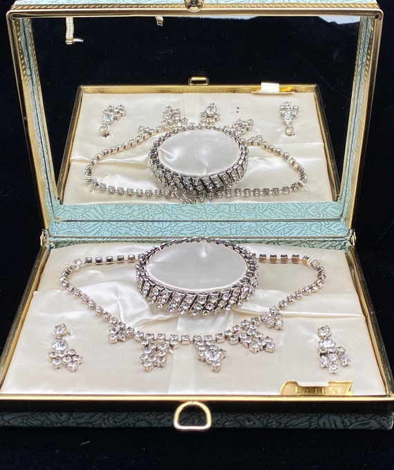 Vintage Wedding Set - Earrings, Necklace, Bracelet - image 1