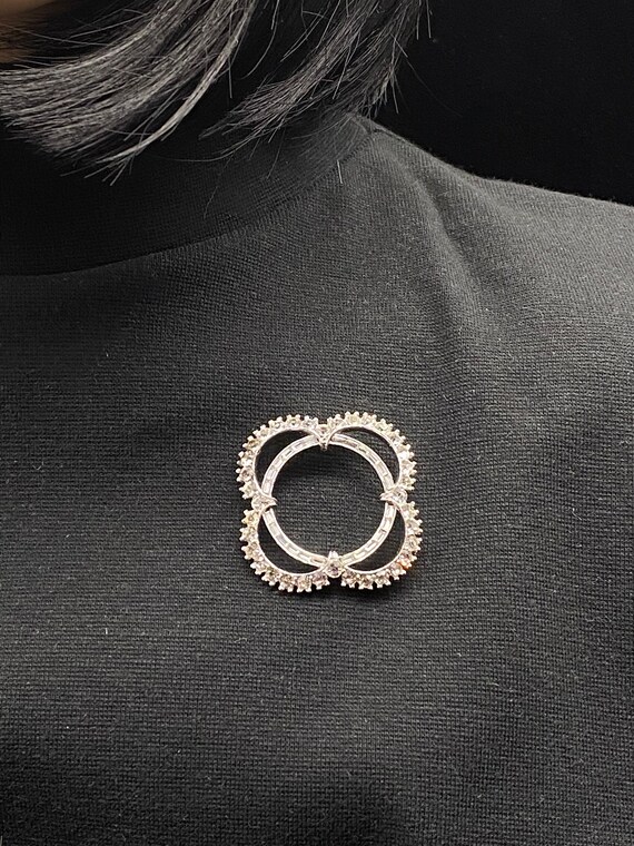 Vintage Bogoff Rhinestone Brooch: Elegant Clear C… - image 5