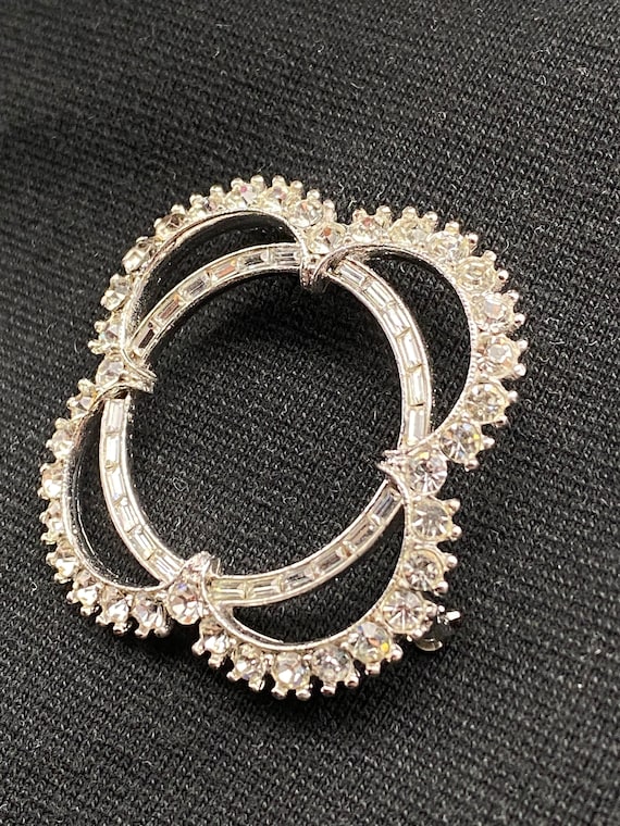 Vintage Bogoff Rhinestone Brooch: Elegant Clear C… - image 1