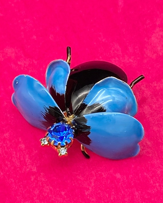 Hattie Carnegie Blue Winged Bug Brooch