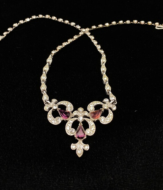 Vintage Bogoff Rhinestone Choker: Purple & Clear,… - image 3