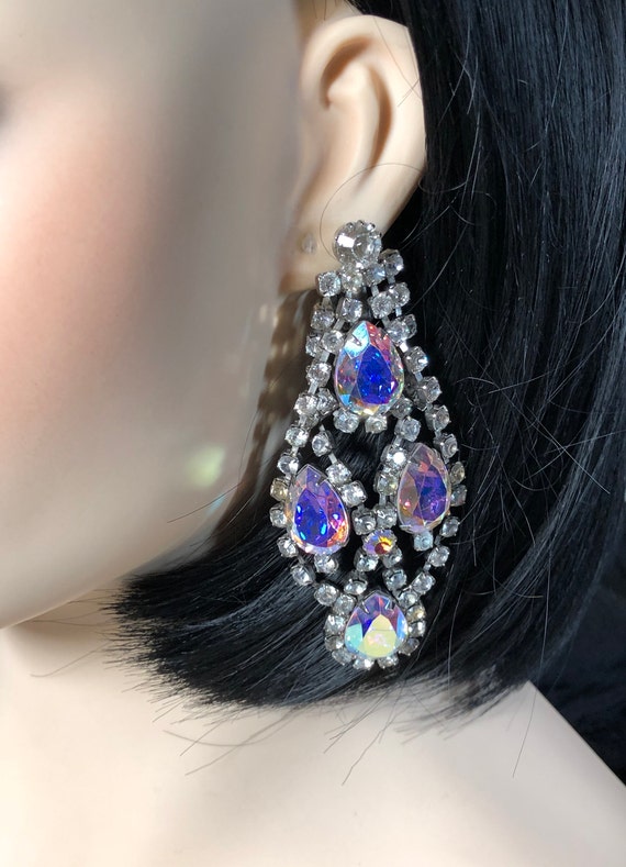Stunning Vintage Aurora Borealis Dangle Earrings