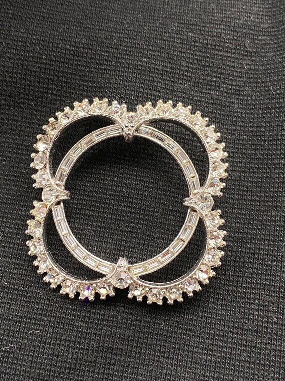 Vintage Bogoff Rhinestone Brooch: Elegant Clear C… - image 6
