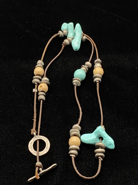 Vintage Ben Amun Faux Turquoise Toggle Necklace - image 9