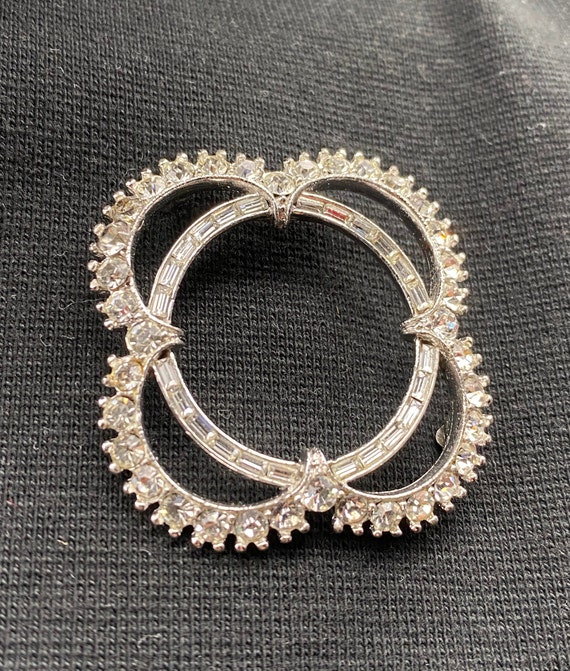 Vintage Bogoff Rhinestone Brooch: Elegant Clear C… - image 2