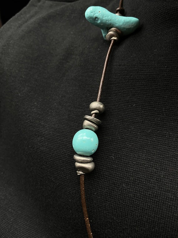 Vintage Ben Amun Faux Turquoise Toggle Necklace - image 5