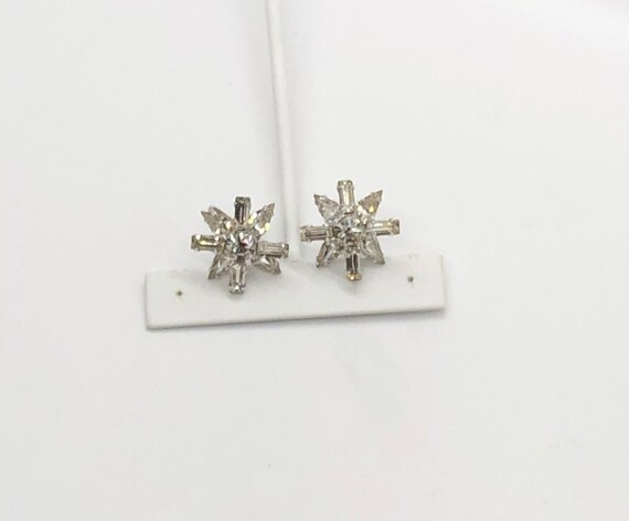 Brilliant Vintage Clear Rhinestone Star Shaped Ea… - image 3