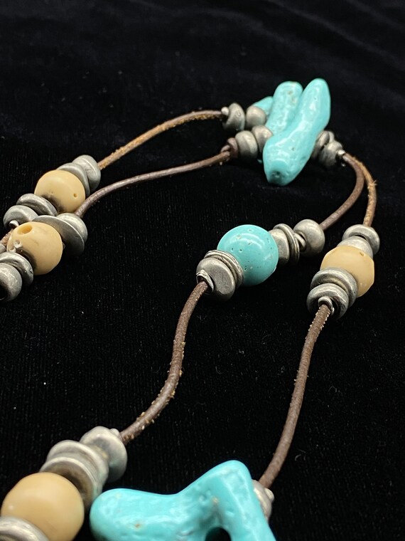 Vintage Ben Amun Faux Turquoise Toggle Necklace - image 10