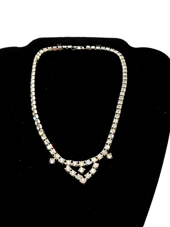 Vintage Clear Rhinestone Choker Necklace - image 4