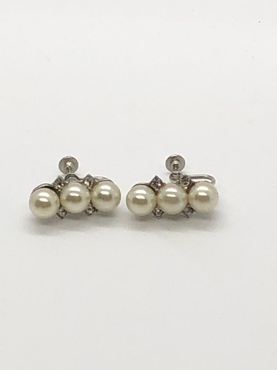 Vintage Faux Pearl Earrings - image 2