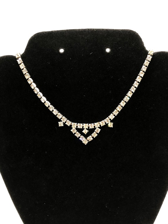Vintage Clear Rhinestone Choker Necklace - image 3
