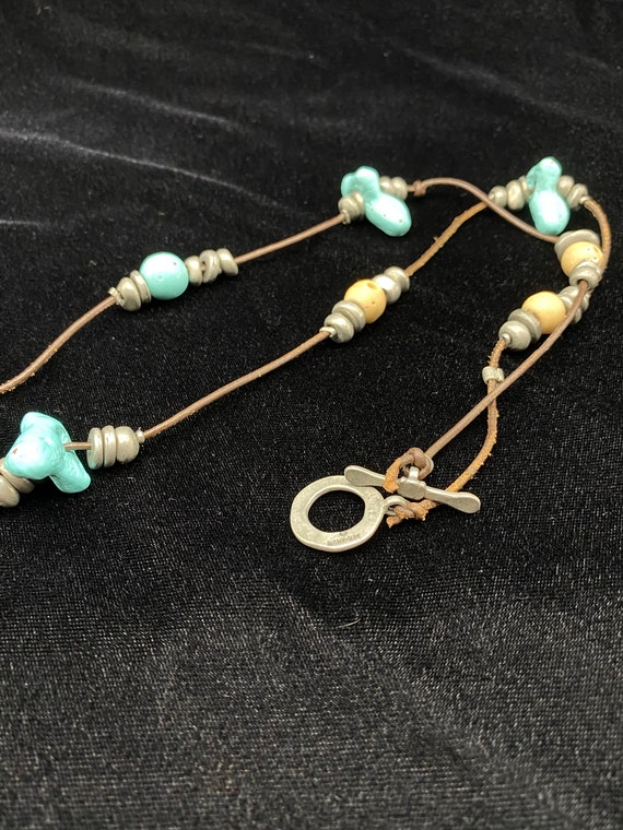 Vintage Ben Amun Faux Turquoise Toggle Necklace - image 6