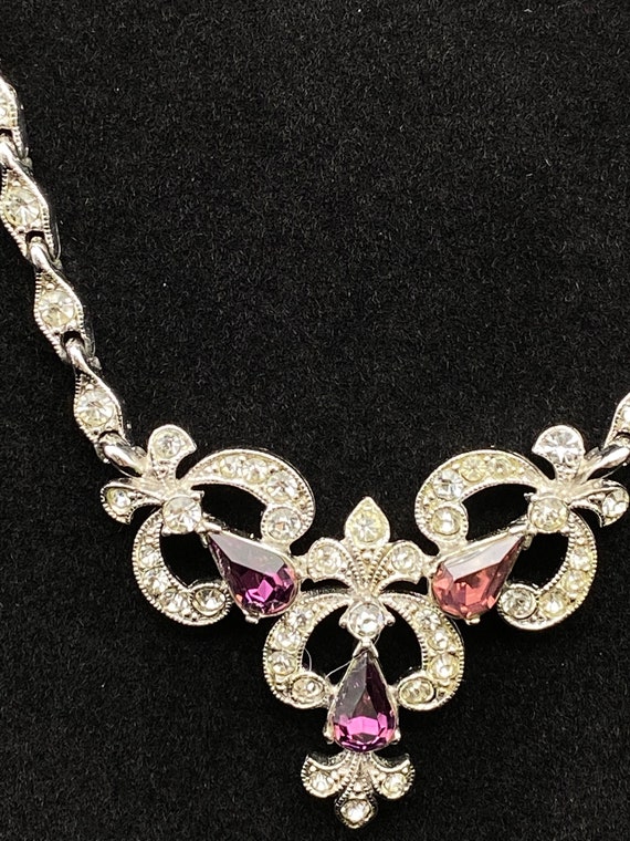 Vintage Bogoff Rhinestone Choker: Purple & Clear,… - image 5